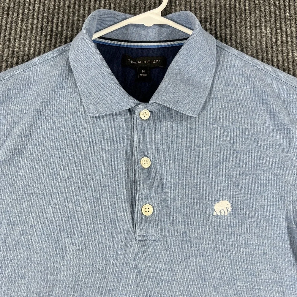 Banana Republic Polo Shirt Mens Medium Blue Short Sleeve Classic Preppy